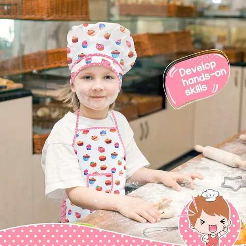Miniatura 2 de Regalos para niñas y niños de 2 a 8 años, set de disfraz de chef para niños, delantal para niñas pequeñas, regalos de cumpleaños de Navidad