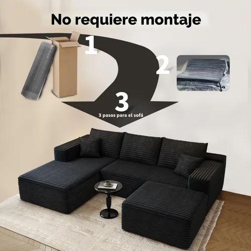 Miniatura 3 de Sofá seccional modular Cloud de 107.5 pulgadas con 1 otomana, sofás tapizados modernos minimalistas, cómodo sofá en forma de U para sala de estar