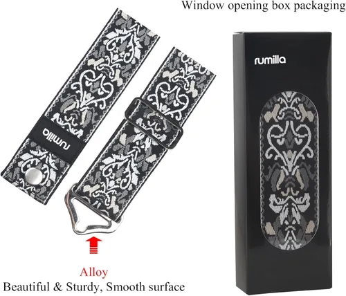 Miniatura 2 de Correa de equipaje Cinturón de viaje para equipaje sobre asa, correa de equipaje con exquisito bordado (negro)