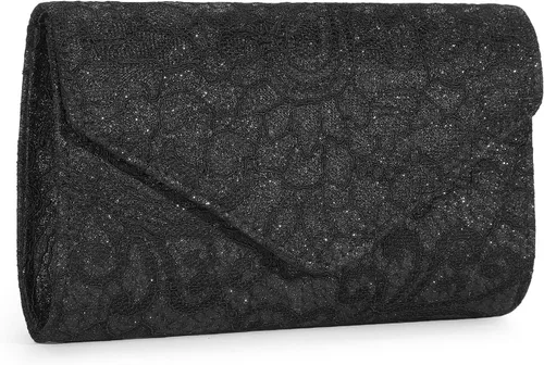 UBORSE Elegante bolso de mano de noche de encaje floral para mujer, bolso de graduación, bolso de boda