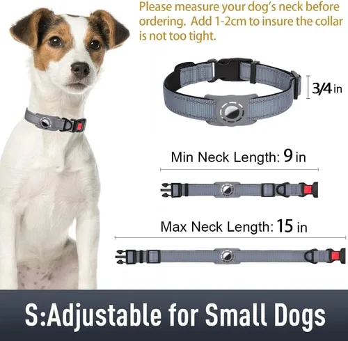 Miniatura 6 de AirTag - Collar de perro con soporte AirTag compatible con AirTag, acolchado suave reflectante, hebilla de bloqueo de seguridad, nailon ajustable