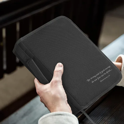 Miniatura 55 de DEHITE Funda para la Biblia para mujer, bolsas de transporte de la Biblia, tamaños medianos y grandes, ranuras para bolígrafos, tela de primera