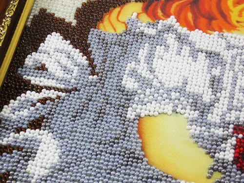 Miniatura 8 de Handmade Gift for Twins sister brother Bead embroidery wall decor seed stitch picture for nursery