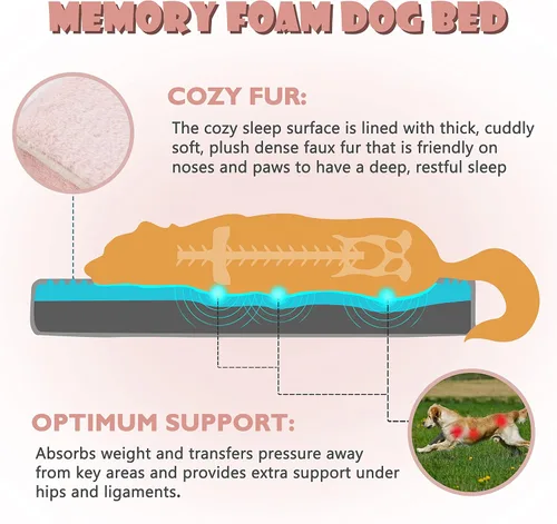 Miniatura 2 de WATANIYA PET Cama grande de espuma viscoelástica para perros, cama ortopédica para perros con espuma de gel refrescante, forro impermeable y funda