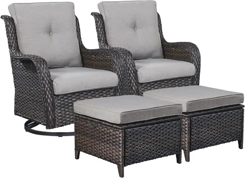 Miniatura 72 de Rilyson Mecedora de mimbre - Juego de 2 sillas mecedoras de mimbre para patio, sillas mecedoras de ratán para porche al aire libre, terraza, jardín