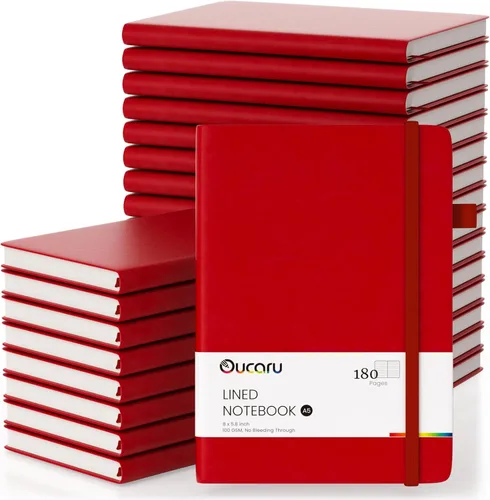 Miniatura 17 de Oucaru Cuaderno rayado, paquete de 4, 180 páginas, diarios A5 para escribir, papel grueso de 100 GSM, cuadernos pequeños diarios para mujeres y 4