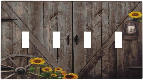Miniatura 88 de Cubierta de interruptor de luz de 3 cuadrillas con diseño de flores azules púrpuras, cubierta de placa de pared de triple palanca, arbustos florales