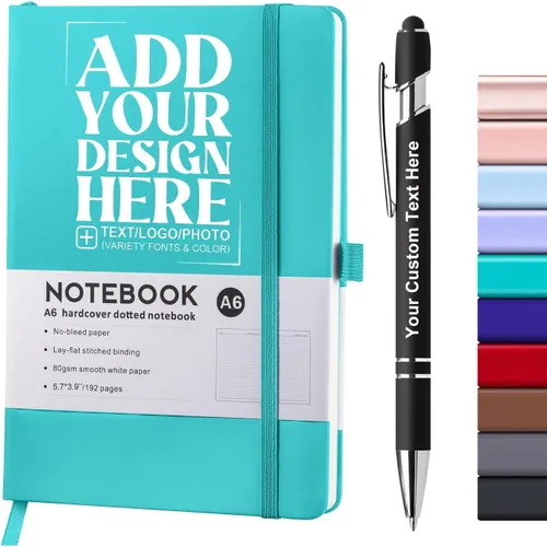 Miniatura 12 de Cuaderno personalizado con bolígrafo, cuaderno A6 personalizable con logotipo/texto/imagen personalizados para el trabajo, la escuela, 192 páginas