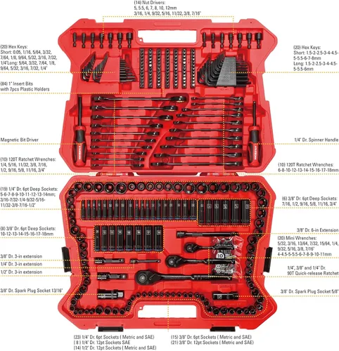 Miniatura 3 de STARWORK TRUE MECHANIC - Juego de herramientas mecánicas de 303 piezas, llave de trinquete 120T, profesional, SAE/métrica