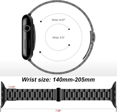 Miniatura 4 de Correa delgada compatible con Apple Watch de 1.654 in 1.811 in 1.614 in 1.772 in 1.575 in 1.732 in 1.496 in, pulsera de lujo delgada y ligera