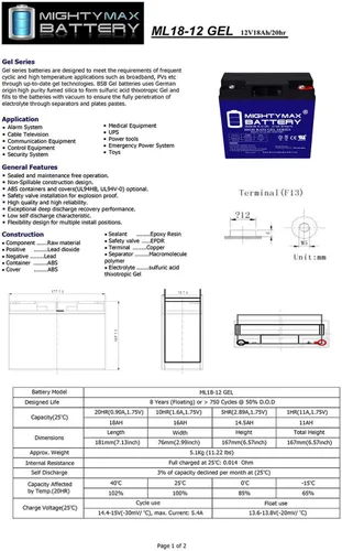 Miniatura 7 de Mighty Max Battery Batería GEL de 12 V 18 AH que reemplaza a NPower PowerTunes Powerpack - 2