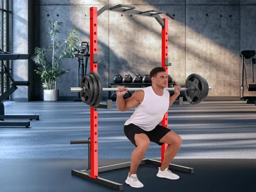 Miniatura 6 de OPPSDECOR Squat Rack, Multi-Function Power Cage Rack with Adjustable Weight Bench, Squat Rack with Pull-up Bar, J-Hooks, More Training Attachment