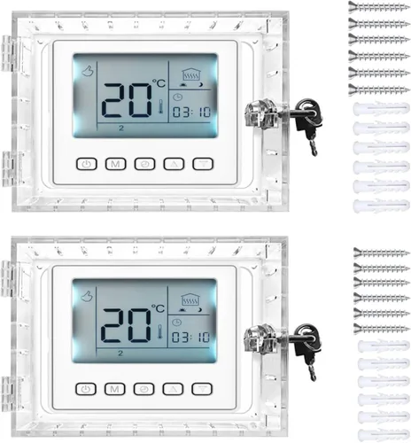 Miniatura 10 de Caja de bloqueo de termostato universal con llave, protector de termostato grande transparente para pared, cubierta de termostato con cerradura