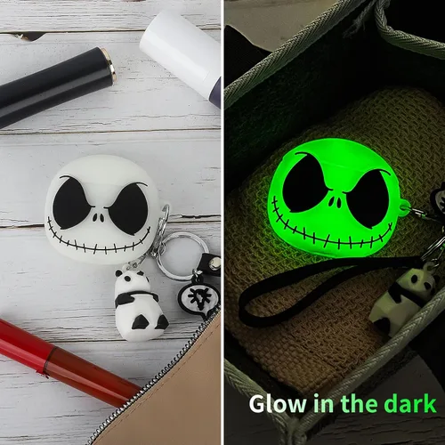 Miniatura 7 de CCXNAS Funda para Airpods de 3ª generación con bonito llavero de panda, [brilla en la oscuridad] Divertidas fundas de calavera de anime para Apple
