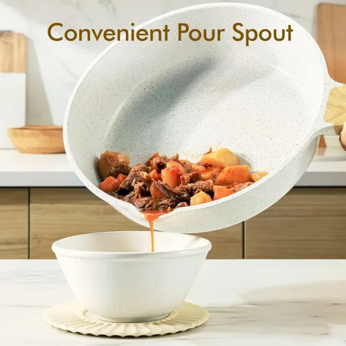 Miniatura 5 de SENSARTE Sartén antiadherente de cerámica para saltear de 10 pulgadas/3.5QT, sartén antiadherente para freír profundamente con tapa, olla jumbo
