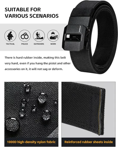 Miniatura 3 de IDOGEAR SPORTS - Cinturón táctico de 1.5" con hebilla ajustable de alta resistencia para pistola EDC Negro