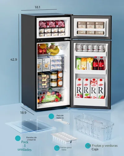 Miniatura 6 de EUHOMY Mini Refrigerador con Congelador, 4.5 Pies Cúbicos Mini Refrigerador, 2 puertas Para Dormitorio/Residencia Estudiantil/Oficina/Apartamento