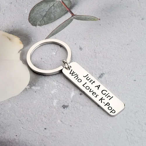 Miniatura 2 de AKTAP K-Pop Bangtan - Llavero de regalo para niños con texto en inglés Just A Girl Who Loves K-Pop regalo del ejército para los fans de Bangtan Boys