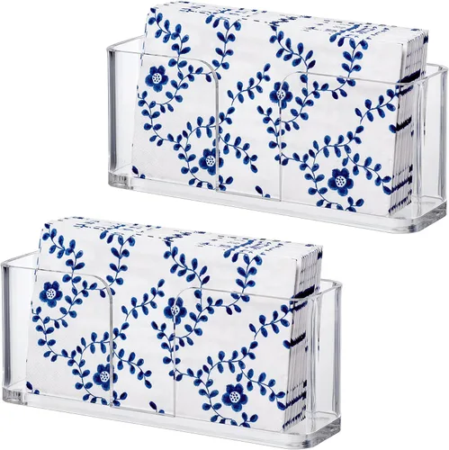 Amazing Abby Servilletero acrílico para toallas de invitados (8.5 x 4.5 pulgadas) (paquete de 2), dispensador de servilletas de plástico con