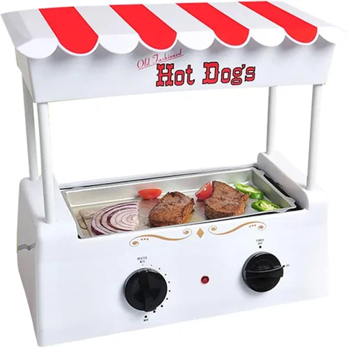 Calentador para perros calientes, 4 pies de largo y capacidad de 6 bollos, rodillos de acero inoxidable, perfecto para salchichas de desayuno,