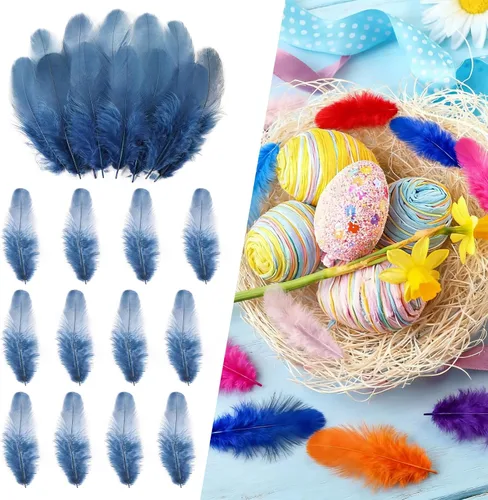 Miniatura 9 de THARAHT Plumas coloridas de gallo artesanal, 300 plumas de colores de 3 a 5 pulgadas, a granel para jardín de infantes, manualidades, boda, hogar