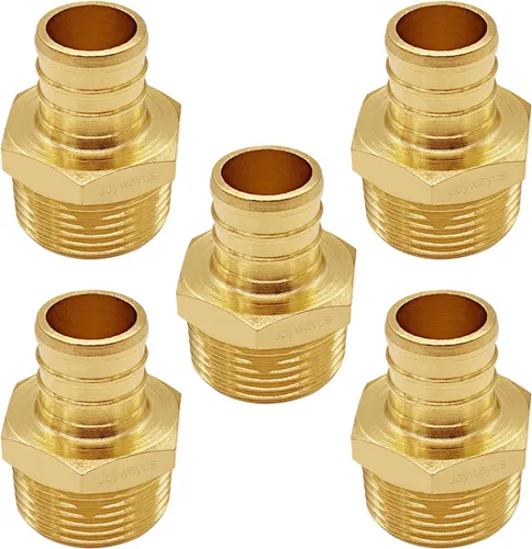 Miniatura 9 de Joywayus Acoplamiento de tubería PEX de latón, adaptador de montaje de tubería macho NPT de 1/2" PEX x 3/8" (paquete de 5)