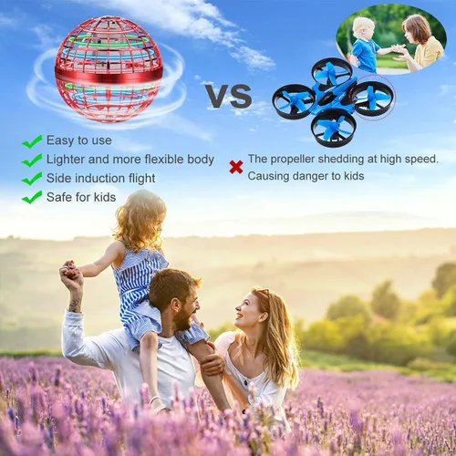 Miniatura 5 de Juguete de bola de orbe volador, bola de boomerang, mini dron cósmico de mano flotante, hilanderos de mosca para niños y adultos, juguetes