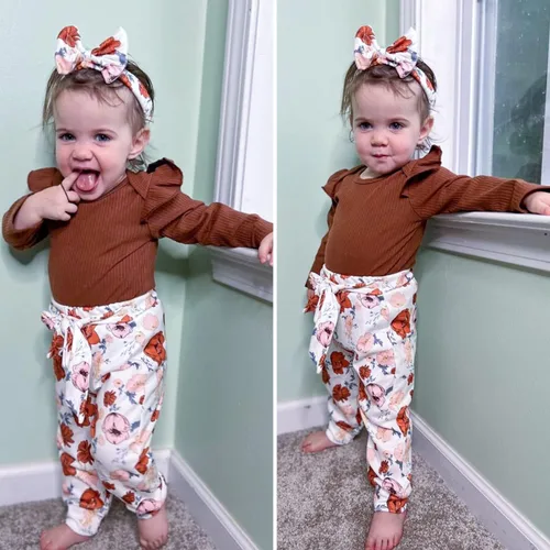 Miniatura 84 de Aalizzwell Conjunto de mameluco acanalado para bebé recién nacido prematuro para otoño e invierno