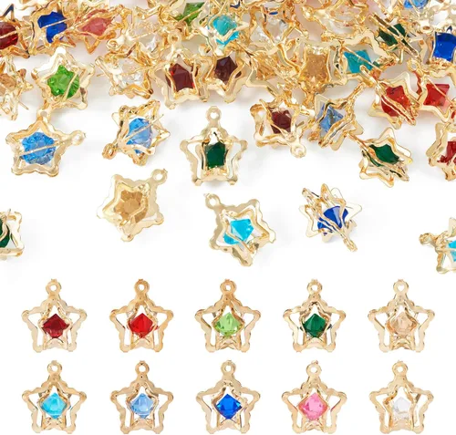 Miniatura 8 de Cheriswelry 48 piezas de 15 mm de abalorios de aleación de metal de color gris plateado, cristales de strass, dijes planos redondos, dijes de piedra