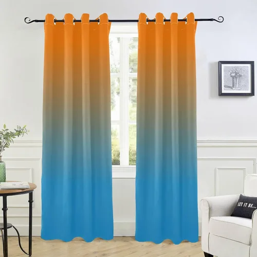 Cortinas opacas de color azul naranja de 84 pulgadas para tratamiento de ventanas, cortinas verticales para decoración de dormitorio, cortinas para