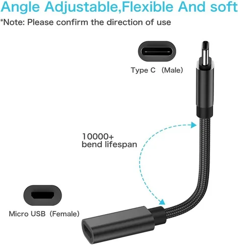 Miniatura 2 de Adaptador micro USB a USB C, (paquete de 2) Micro USB hembra a USB tipo C macho Conversor de carga rápida compatible con Samsung Galaxy S23 S22 S21