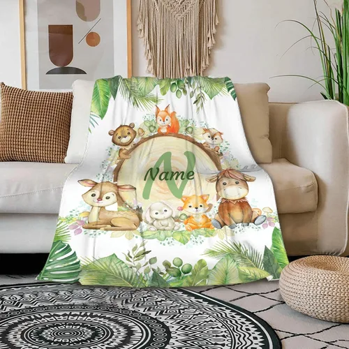 Miniatura 4 de La manta personalizada con diseño de animales y dinosaurios y elefantes es súper suave y cálida, la manta de franela ligera es para uso en todas