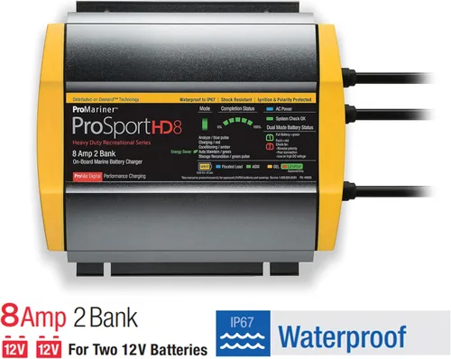 Miniatura 5 de ProMariner 44008 ProSport HD Cargador de batería marino impermeable, 8 amperios, 2 bancos