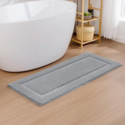 Miniatura 6 de SHACOS Alfombras de baño súper suaves y esponjosas de 24"x36" antideslizantes, lavables, alfombras de baño absorbentes, alfombras para suelo de Gris