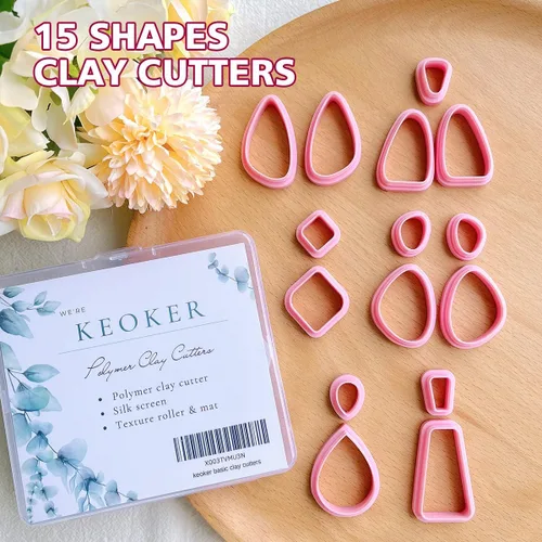 Miniatura 3 de Keoker 15 cortadores de arcilla de forma orgánica para joyas de arcilla polimérica, cortadores de arcilla polimérica para aretes de arcilla, Todos