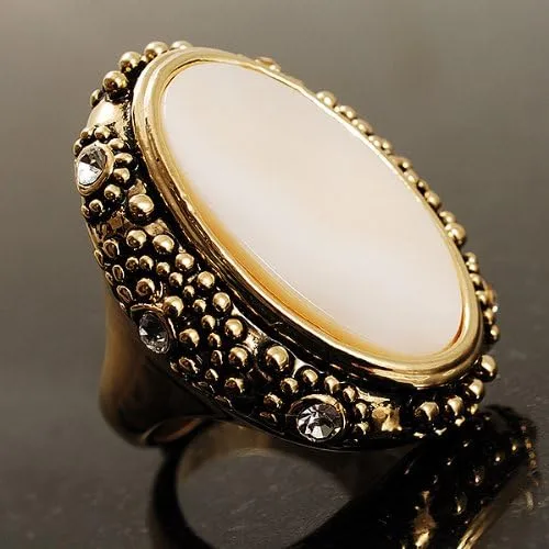 Miniatura 3 de Avalaya Anillo grueso de cristal de concha de oro envejecido