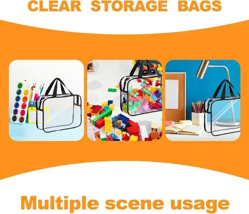 Miniatura 7 de Bolsa de almacenamiento transparente con cremallera, bolsas organizadoras para viajes en casa con asas, para bloques de construcción, rompecabezas