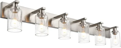 Lámparas de baño con pantallas de vidrio semillado, 6 luces de tocador, montaje en pared, iluminación del hogar para cocina, sobre espejo Brused