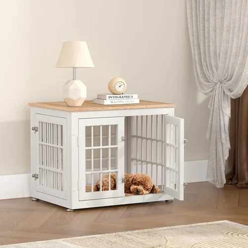 Miniatura 7 de rehomerance Mueble de jaula de perro resistente de 26 pulgadas para perros pequeños, mesa auxiliar decorativa para casa de mascotas, muebles