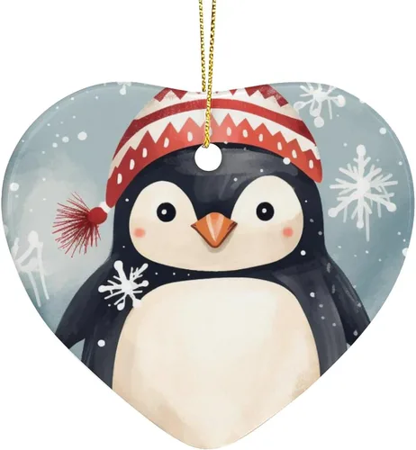 Miniatura 13 de Adorno de cerámica de pingüino para árbol de Navidad, adornos de árbol de Navidad de pingüino, decoración de árbol de Navidad para familiares