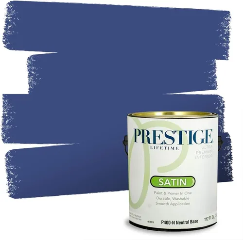 Miniatura 4 de Prestige Paints. - Base y pintura para exteriores en un solo galón, 1 galón. plano, comparable con Sherwin Williams Topsail. SW159-azul hechizante.