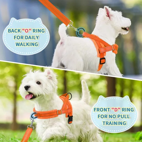 Miniatura 7 de Arnés para perro Lukove sin tirón y juego de correa, arnés suave acolchado para perros pequeños, arnés reflectante ajustable en cuello y pecho