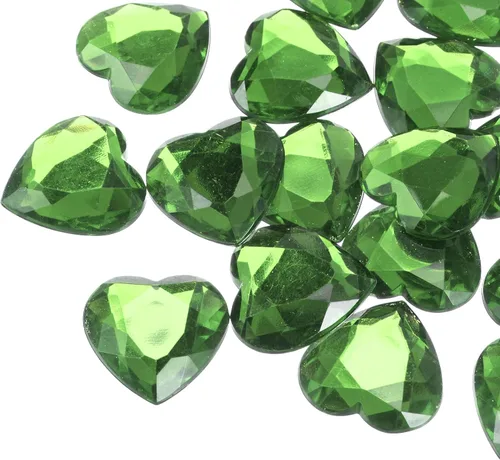 Miniatura 24 de MECCANIXITY 20 piezas de diamantes de imitación acrílicos de corazón de 0.787 pulgadas (0.787 in) con parte trasera plana, gemas de plástico