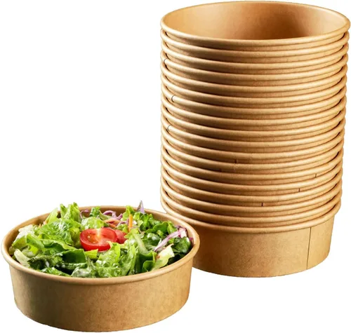 Cuencos de papel grandes de 16 onzas, 50 cuencos desechables para ensaladas, suministros de fiesta para alimentos fríos/calientes, sopa (16.9 fl oz)