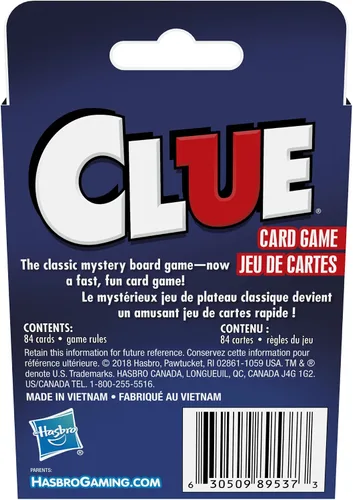 Miniatura 4 de Hasbro Gaming Juego de Cartas Clue, Juego de Estrategia para 3-4 Jugadores, Divertidas Actividades de Verano, Esenciales para Viajes de Vacaciones