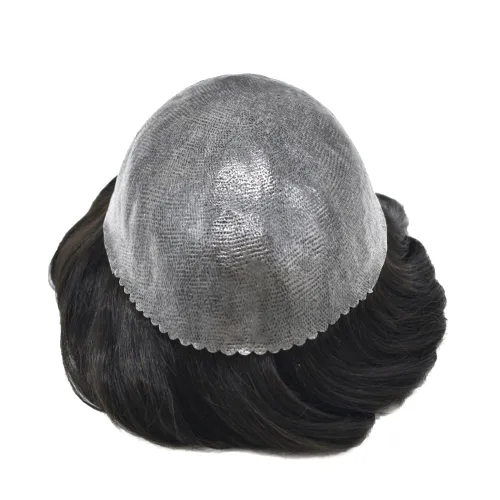 Miniatura 3 de LYRICAL HAIR Toupee for Men Human Hair Replacement System Injected Poly Skin Male Prothesis Durable PU Mens Hairpiece Wig 5"X7" #1 Jet Black 120%