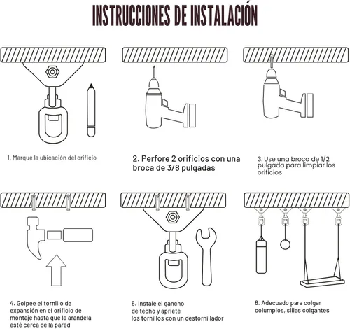 Miniatura 6 de Perchas de columpio resistentes para juegos de madera, capacidad de 2000 libras, colgador de hamaca giratorio de acero inoxidable 360, accesorios