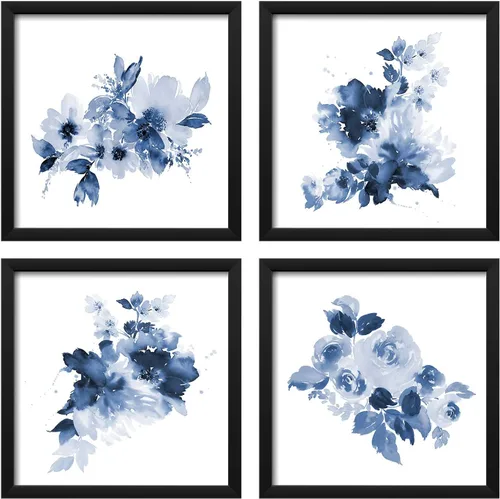 ArtbyHannah - Pack de 4 marcos de fotos abstractos enmarcados negros de 10 x 10 pulgadas, conjuntos de collages para decoración de arte de pared con