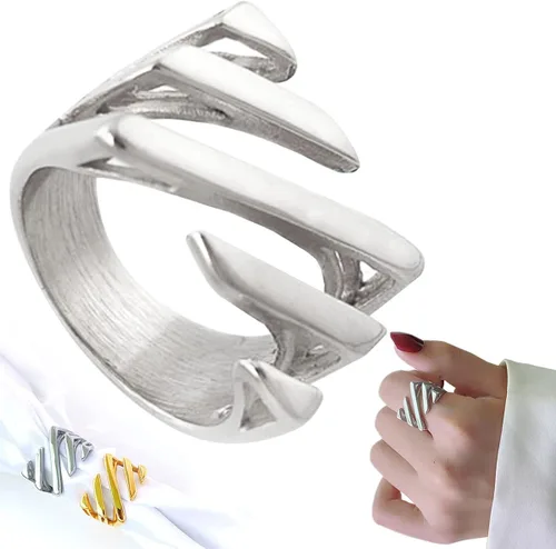 jaizu Anillo de sarga en capas, 2023 nuevo anillo de sarga para mujer, anillo minimalista geométrico asimétrico rectangular para mujer