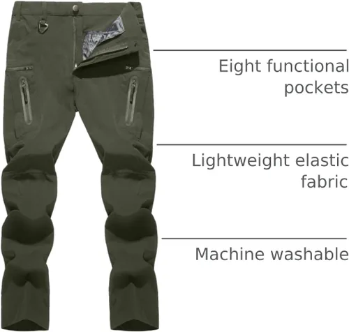Miniatura 34 de TACVASEN Pantalones tácticos ligeros para senderismo, impermeables, de secado rápido, para trabajo, lluvia, exteriores, 8 bolsillos